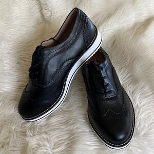 Torrid Womens Black Faux Leather Wingtip Oxford Platform Lace Up Shoes 9.5WW